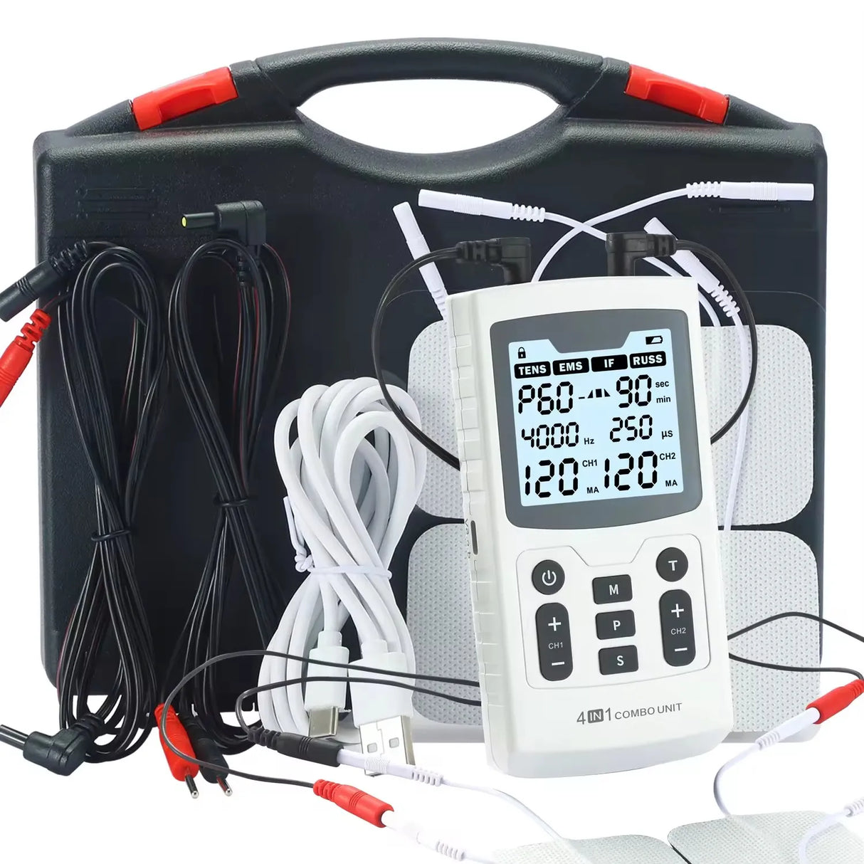 Appareil d’Électrostimulation EMS TENS 4-en-1 – Physiothérapie, Récupération Musculaire