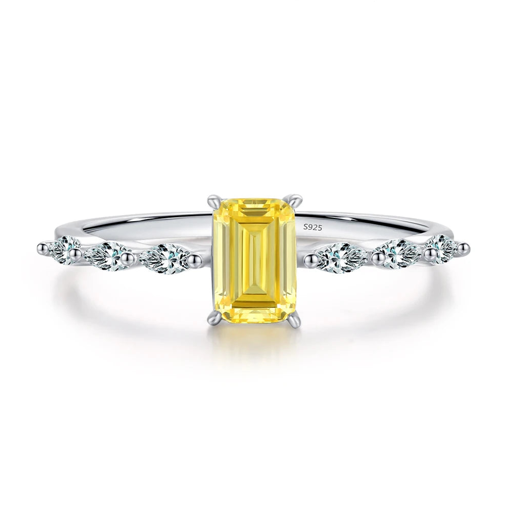 Bague en Argent 925 avec Zircon Jaune
