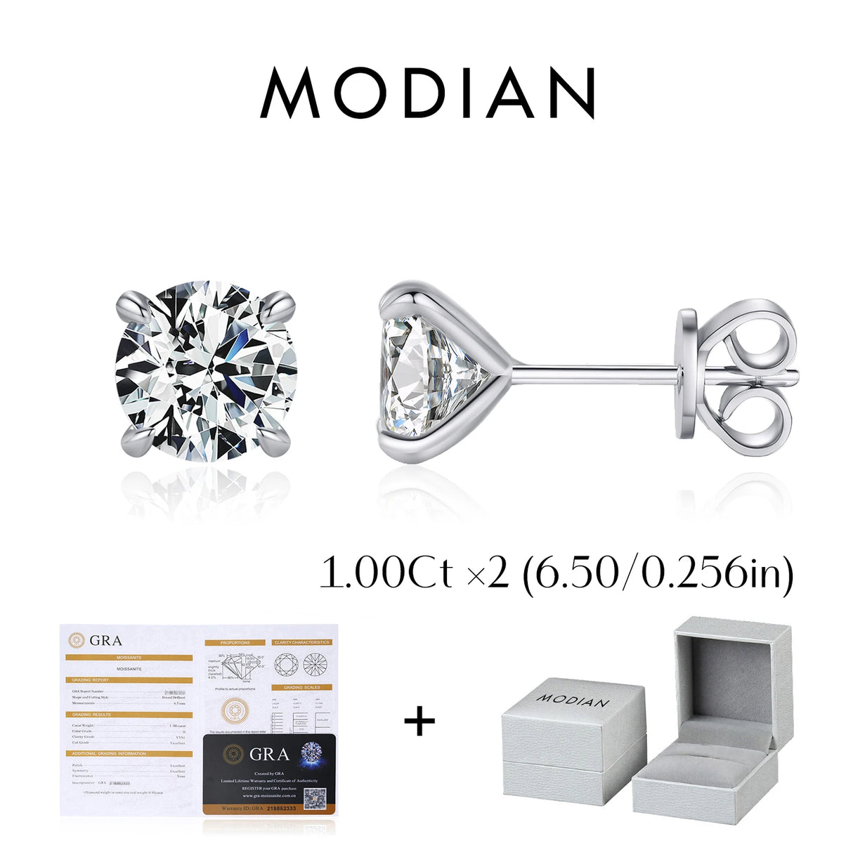 Certificat et Boîte Boucles d’Oreilles 1 ct
