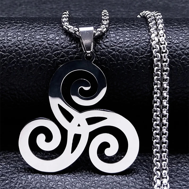 Gros Triskel Celtique en Acier collier