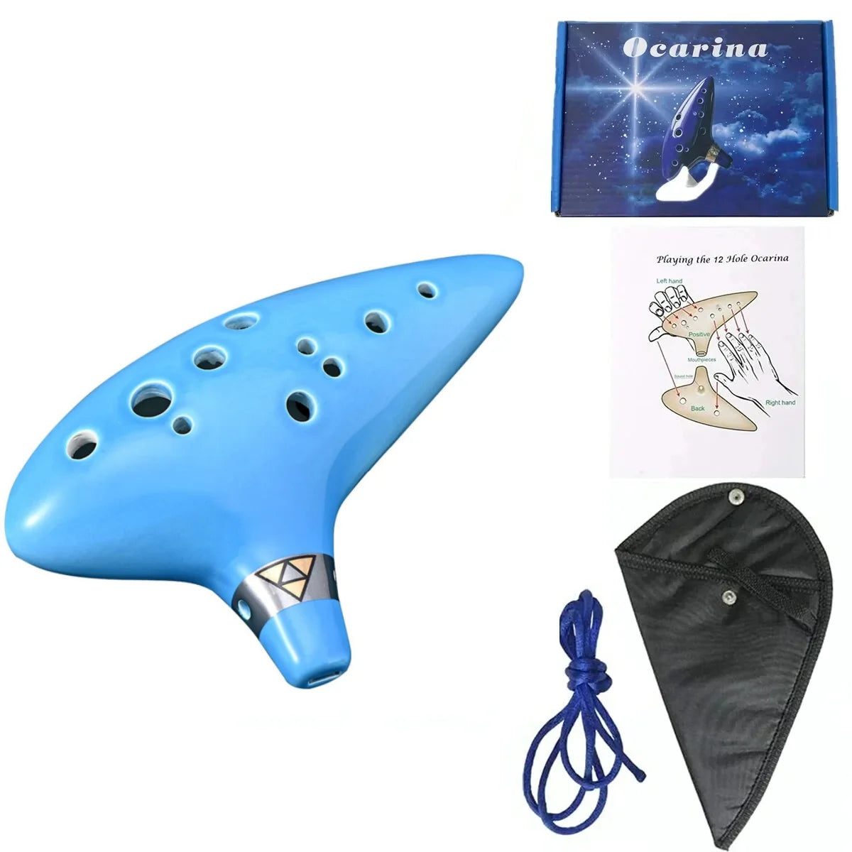 Ocarina 12 Trous Alto C Bleu clair