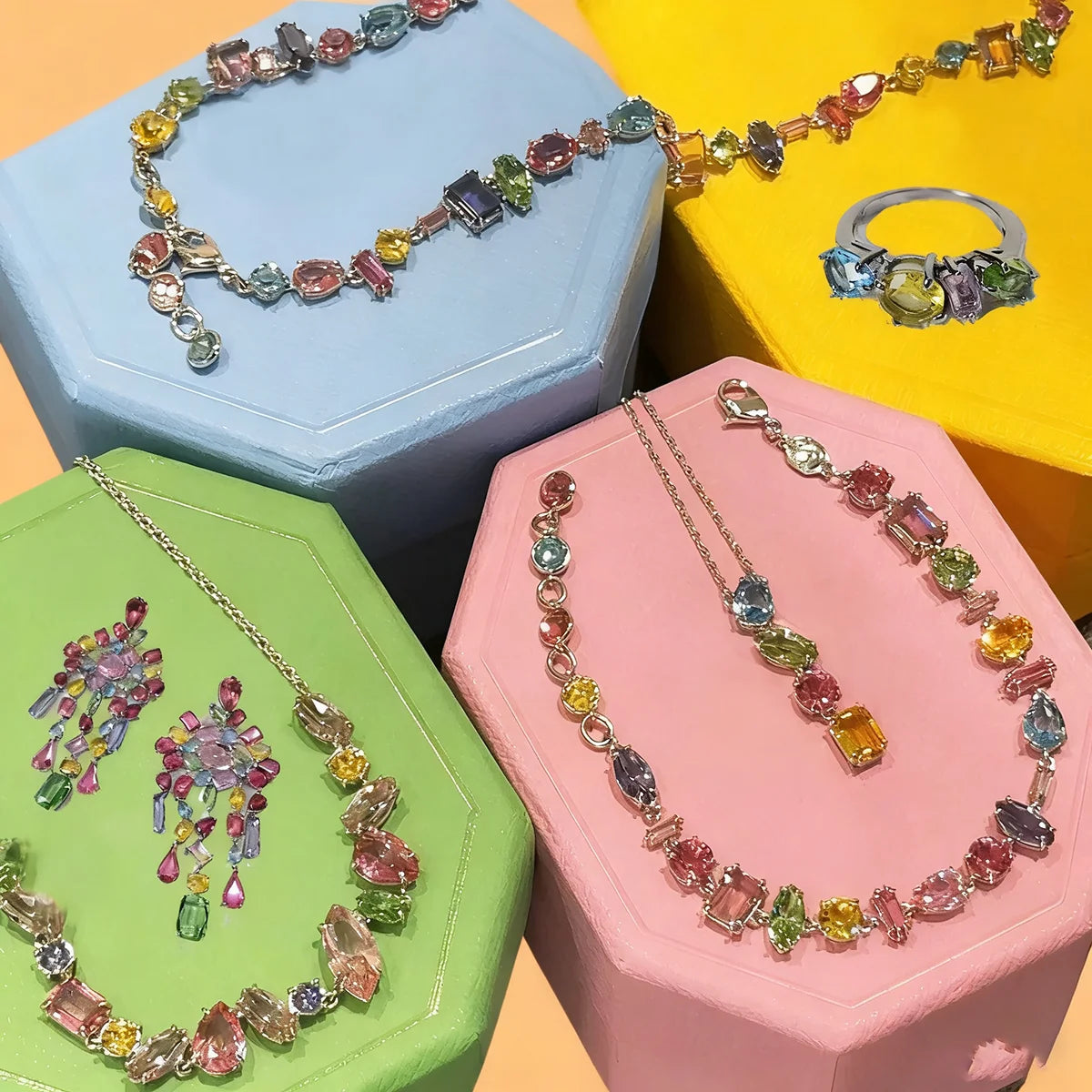 Parure Bijoux Cristal 2025 – Collier, Boucles, Bracelet & Bague Élégance Romantique