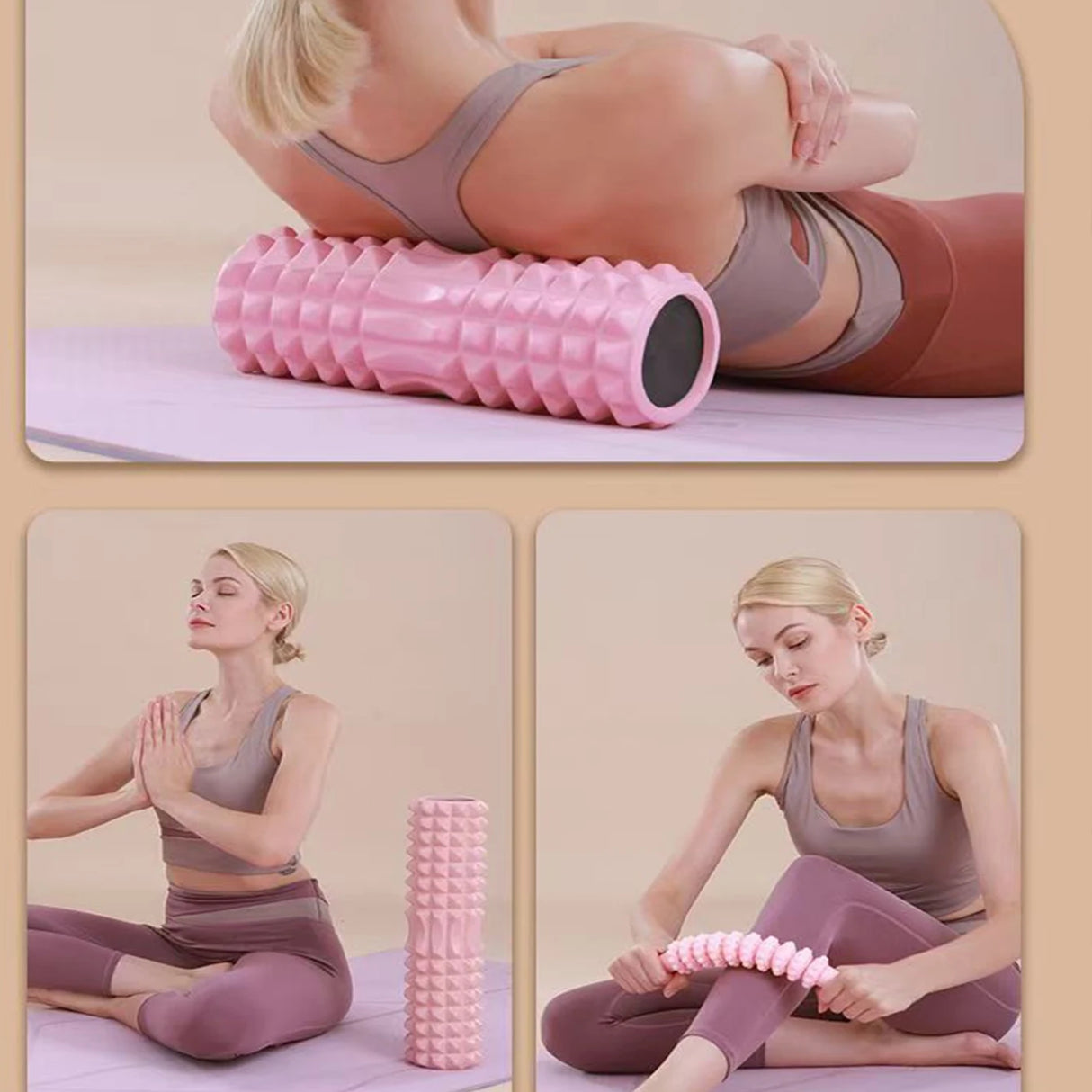 Rouleau en mousse Yoga EVA Massage Musculaire Fitness rose