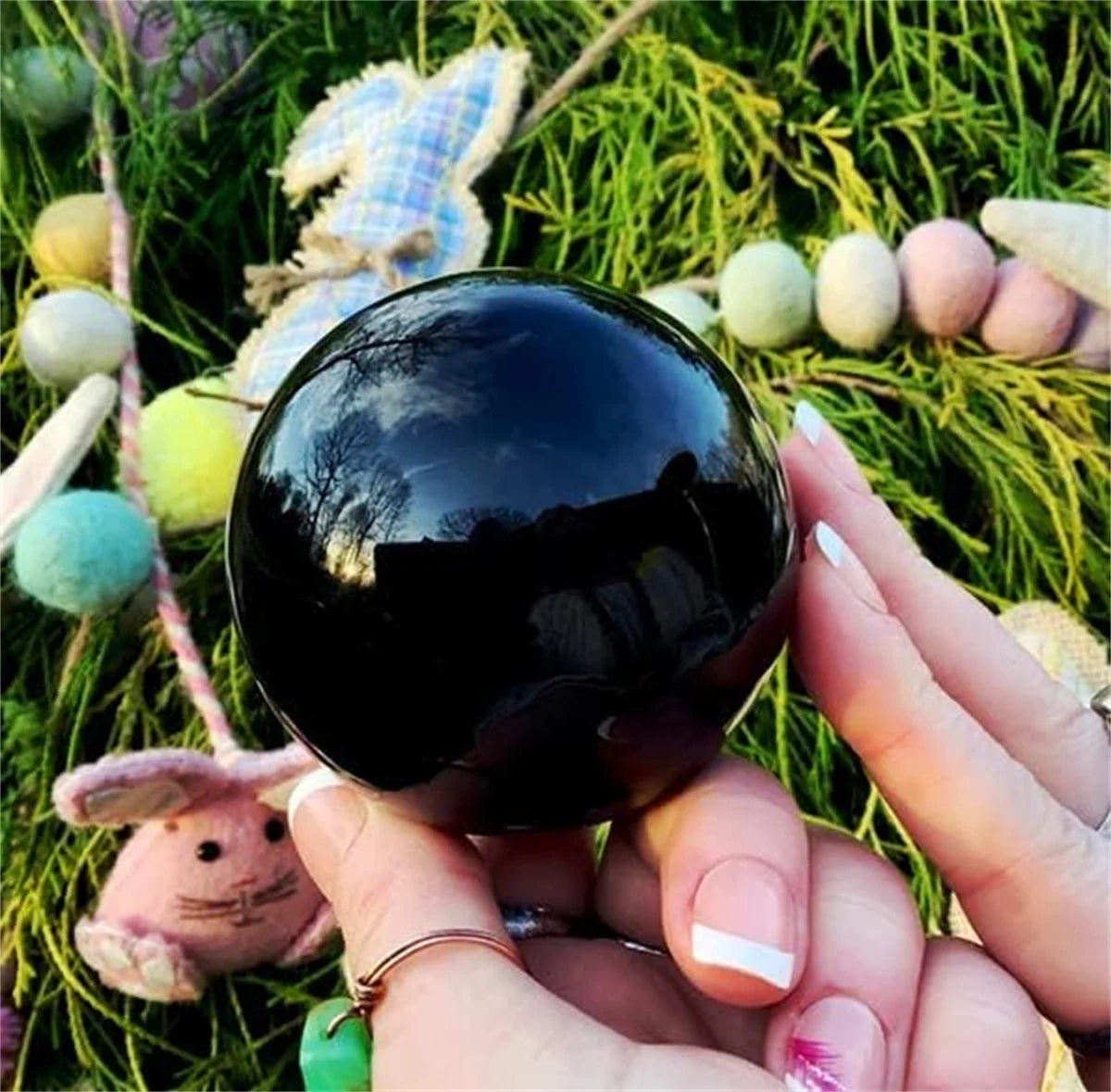 Sphère en Obsidienne Noire – Boule de Cristal de Protection & Ancrage Feng Shui