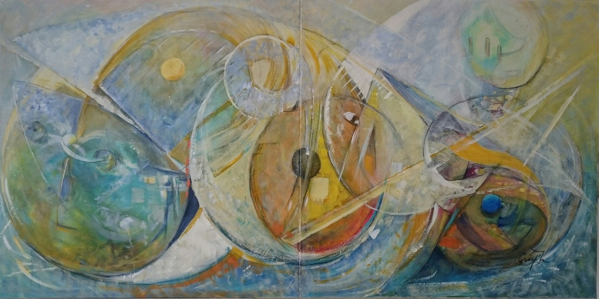 Tableau mural au fond de l’océan peinture vibratoire contemporaine