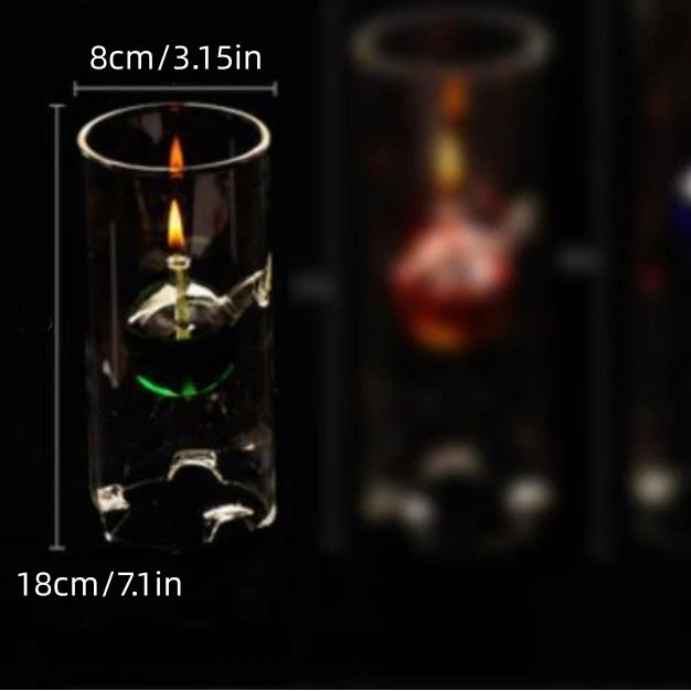Taille Lampe à Huile Romantique en Verre | Décoration Énergétique & Ambiance