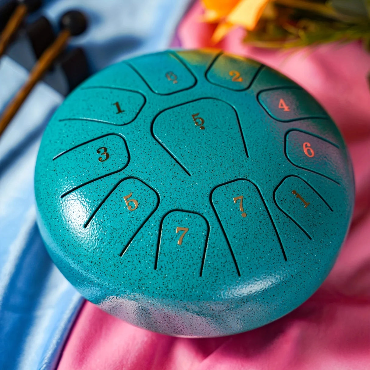Tambour Tongue Drum turquoise 15 cm – 11 Notes | Instrument de Méditation et Relaxation