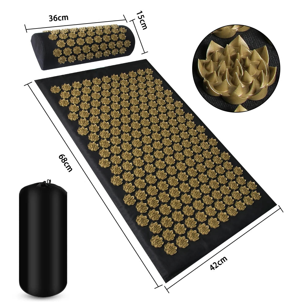 Tapis d’Acupression Yoga doré– Relaxation Profonde, Massage