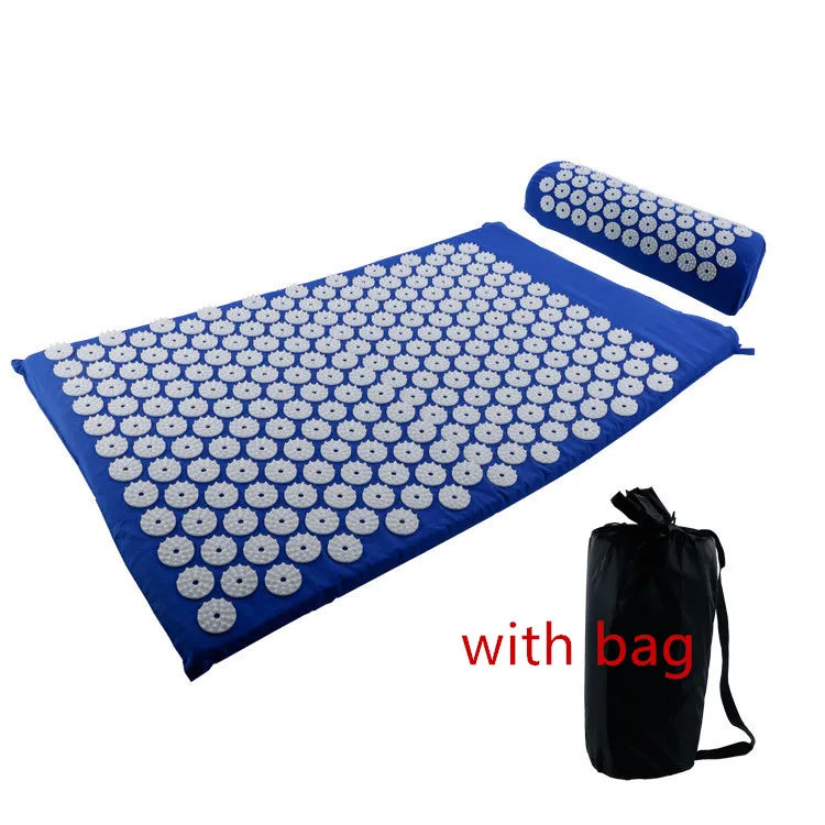 Tapis d'acupression bleu avec son sac