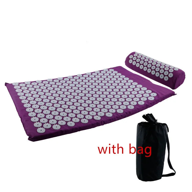 Tapis d'acupression fushia avec son sac