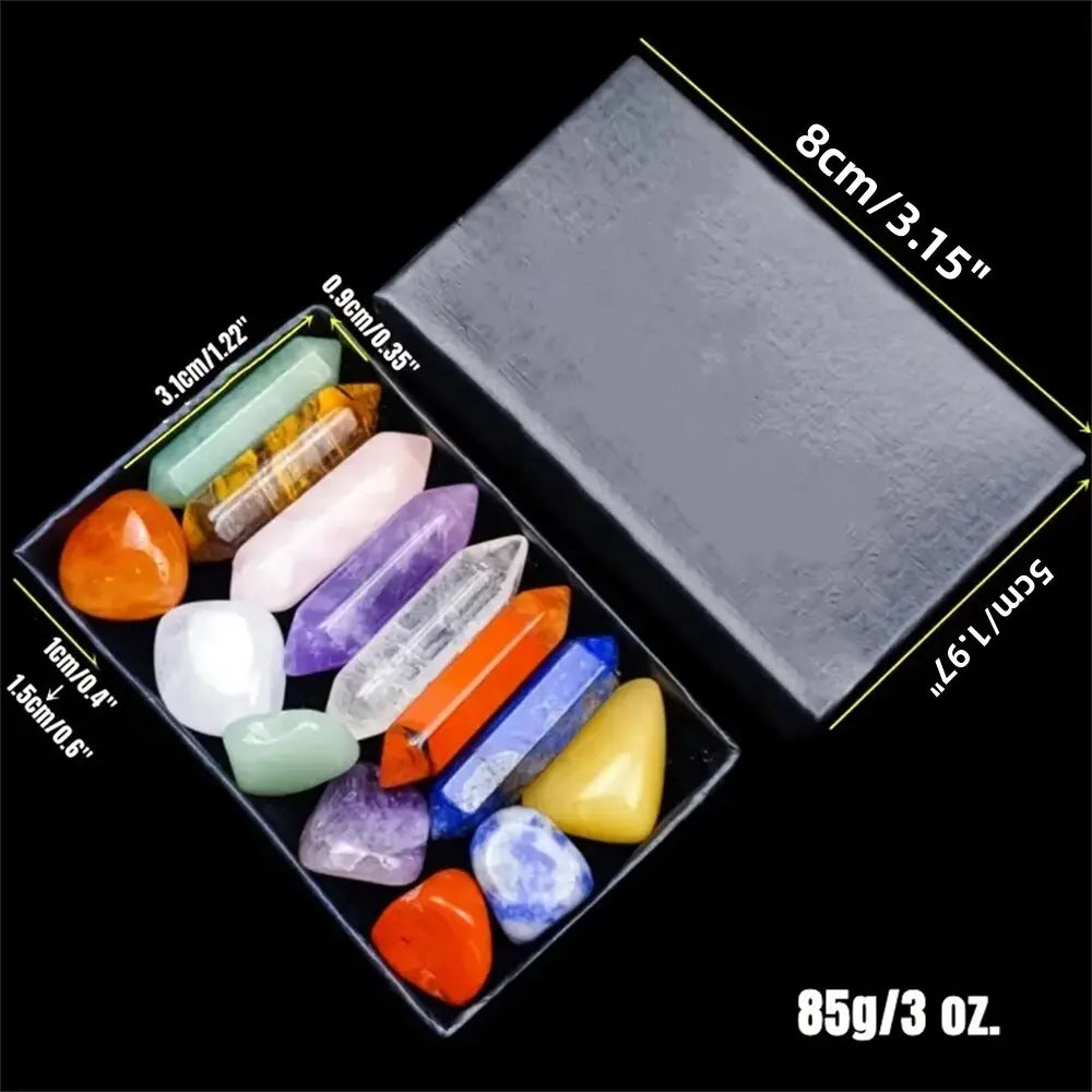 14 Pierres Naturelles Chakra – Cristaux Quartz 