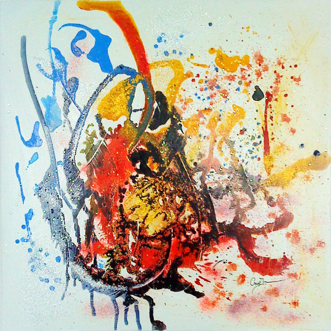 Peinture abstraite « Alambic » 80x80 cm – Tableau vibratoire énergétique contemporain