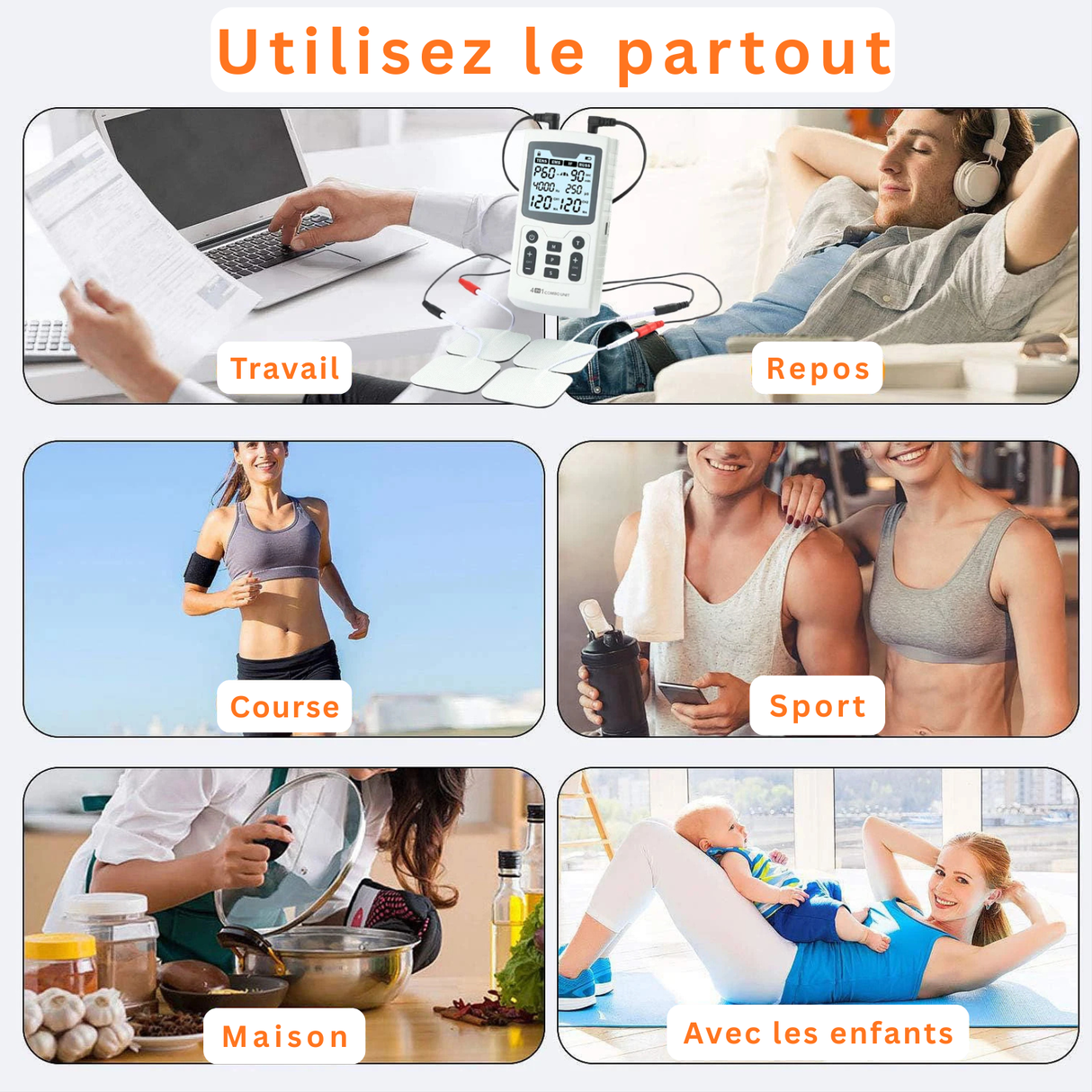Appareil d’Électrostimulation EMS TENS 4-en-1 