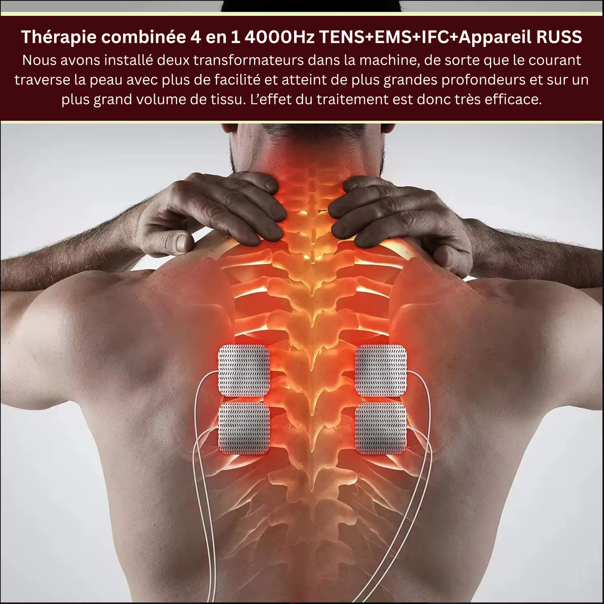 Appareil d’Électrostimulation EMS TENS 4-en-1 – Soulagement des Douleurs