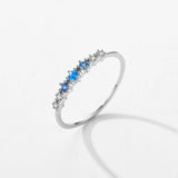 Bague Fine Argent Zircon Bleu 