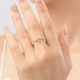 Bague en Argent 925 avec Zircon Rectangulaire Jaune
