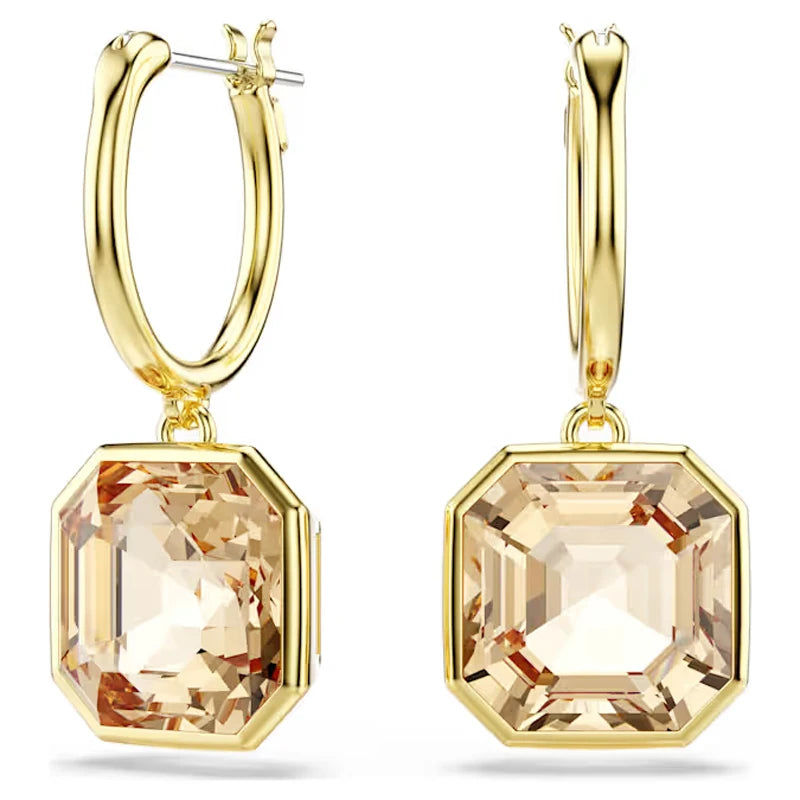 Bijoux Luxe Or & Cristal boucles d'oreille ambre