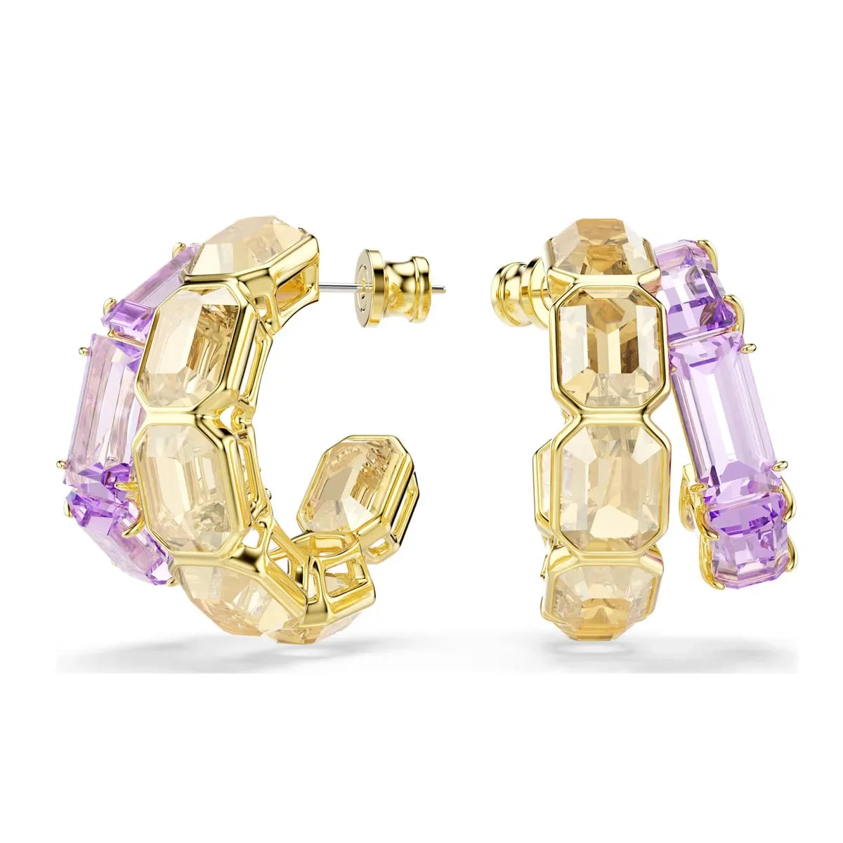 Bijoux Luxe Or & Cristal boucles d'oreille violet