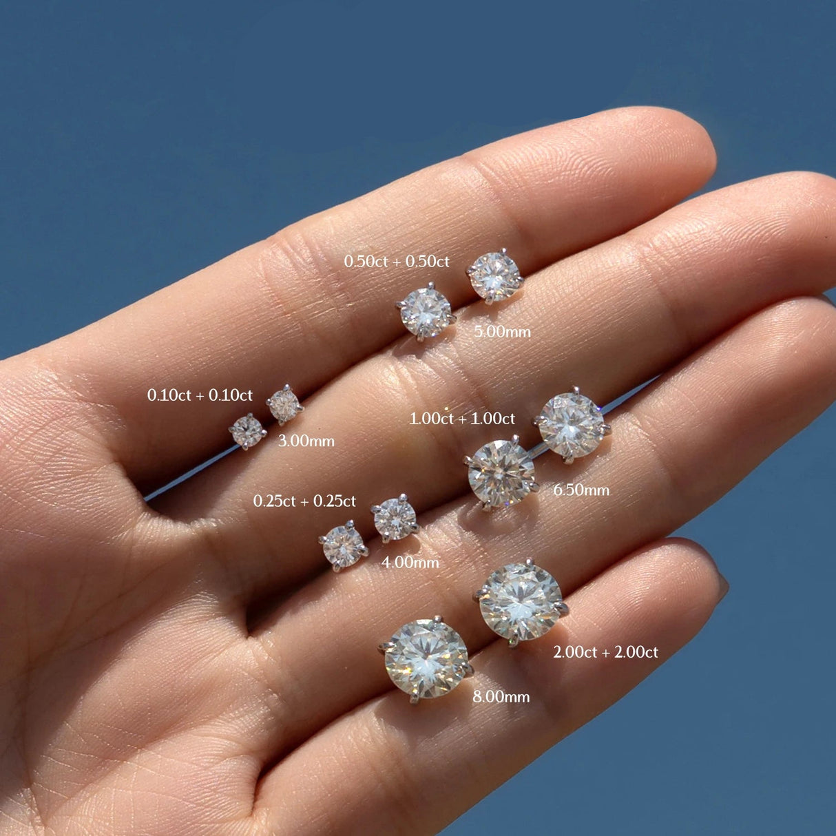 Boucles d’Oreilles Puces en Moissanite D Color – Argent 925 Élégance Luxe