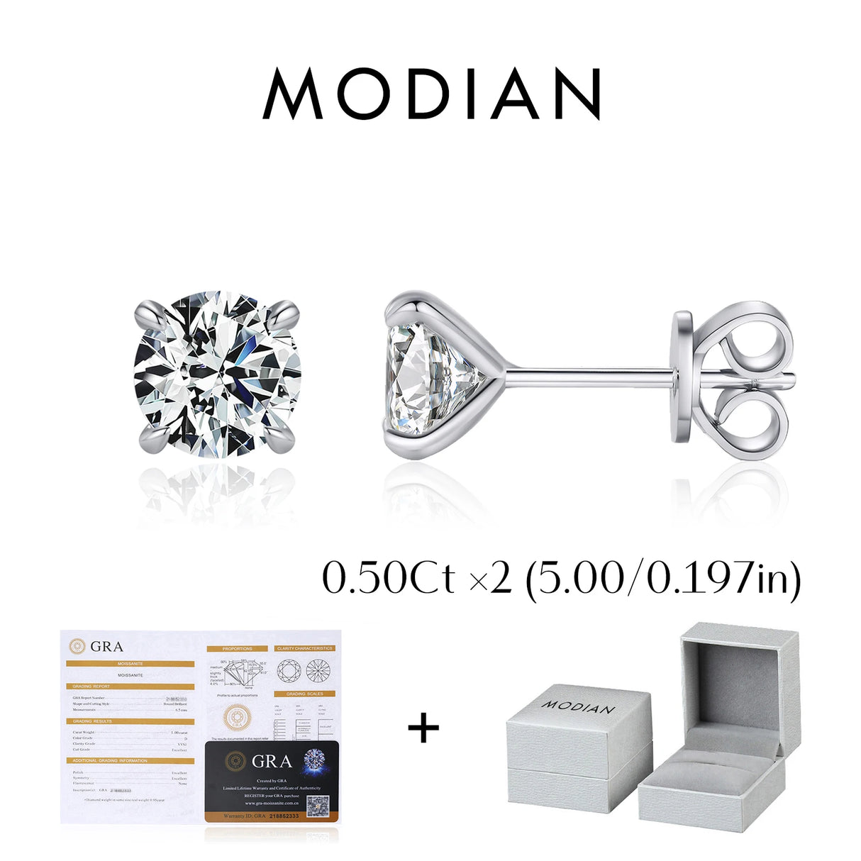 Certificat et Boîte Boucles d’Oreilles  0.5 ct