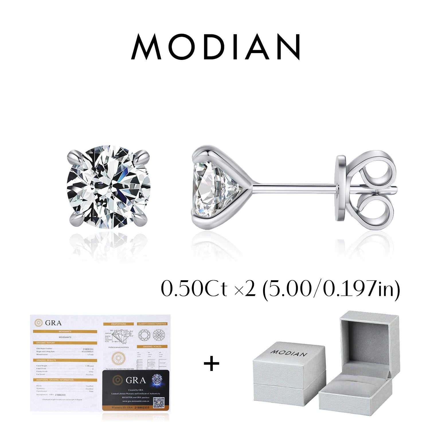 Certificat et Boîte Boucles d’Oreilles  0.5 ct