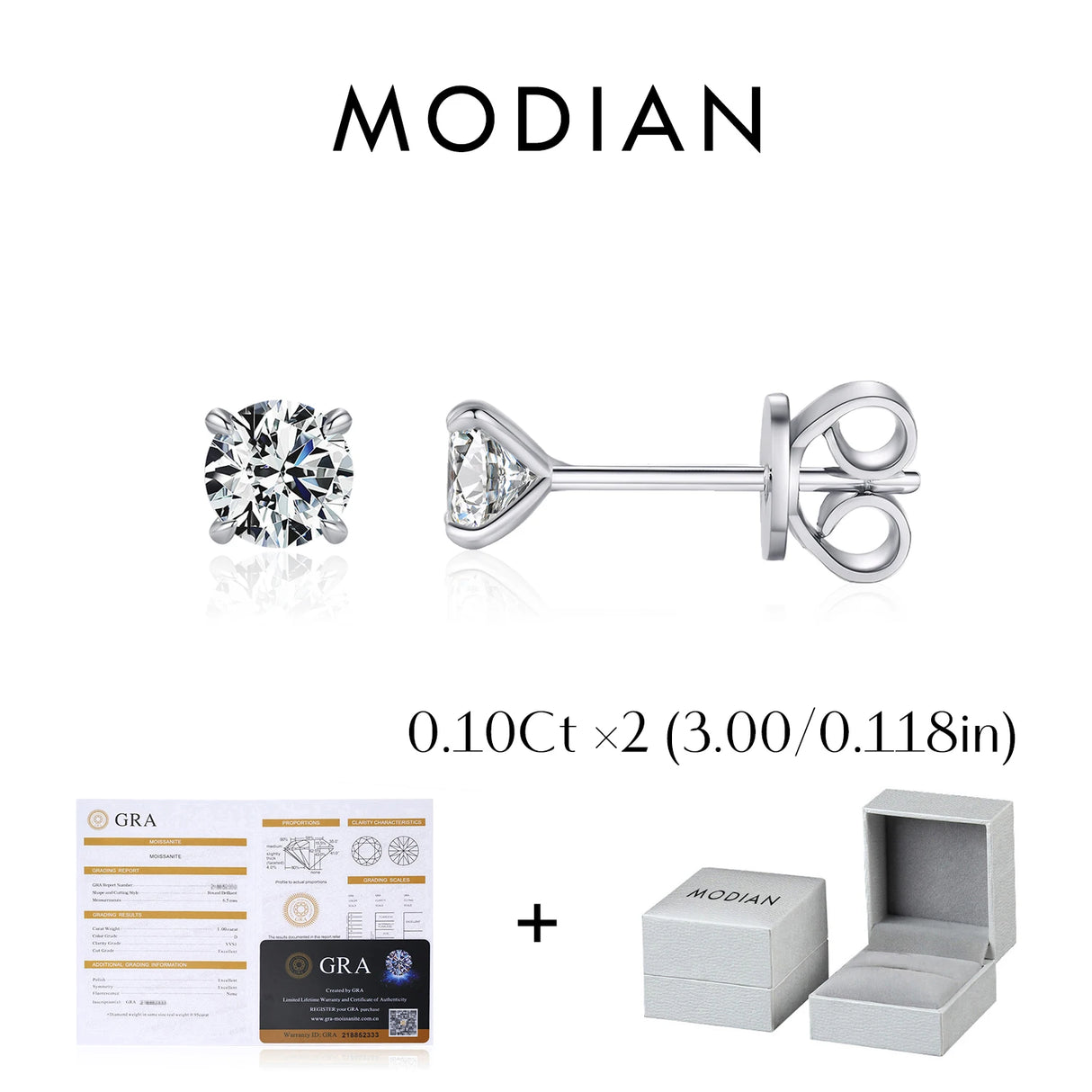 Certificat et Boîte Boucles d’Oreilles en Moissanite 