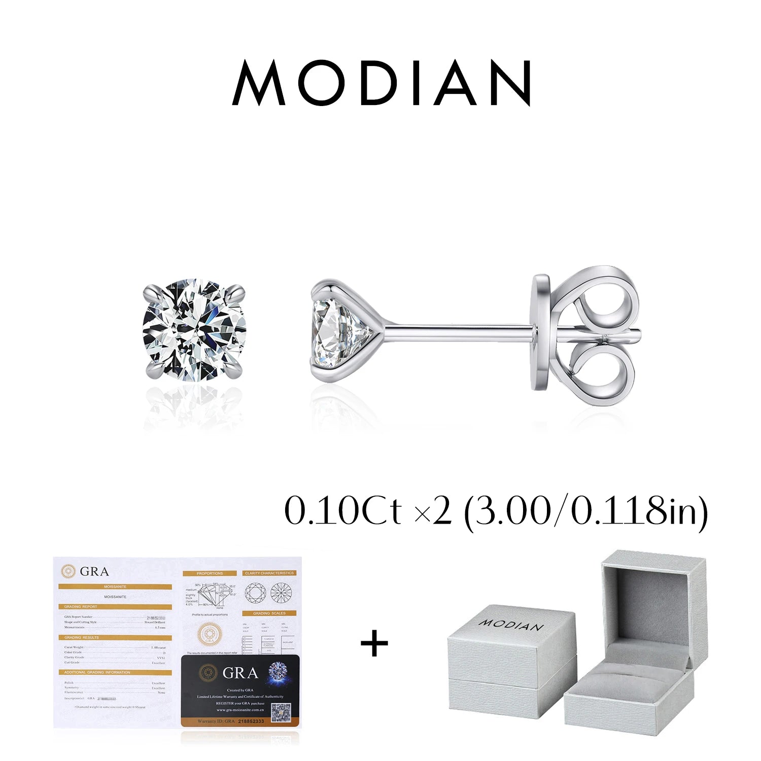 Certificat et Boîte Boucles d’Oreilles en Moissanite 