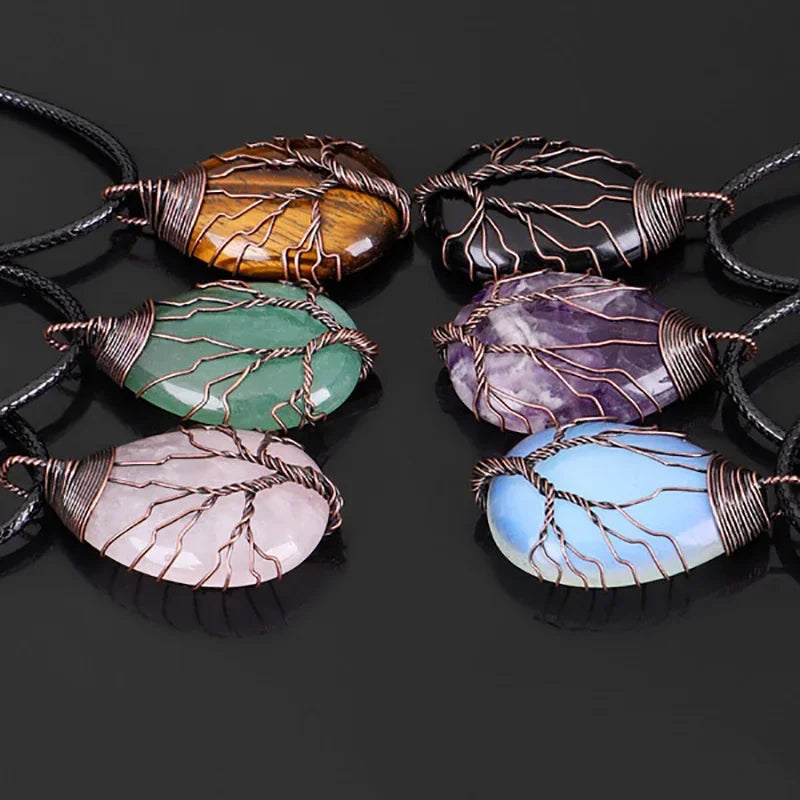 Collier Arbre de Vie 7 Chakras en Pierres Naturelles – Pendentif Énergie 