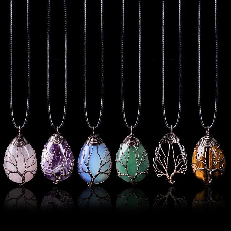 Collier Arbre de Vie 7 Chakras en Pierres Naturelles – Pendentif Énergie & Harmonie