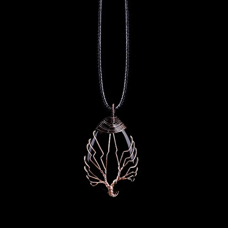 Collier Arbre de Vie 7 Chakras en Pierres Naturelles – Pendentif noir