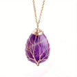 Collier Arbre de Vie en Pierres Naturelles – Pendentif amethyste sur fond blanc