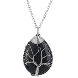 Collier Arbre de Vie en Pierres Naturelles – Pendentif noir