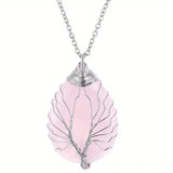 Collier Arbre de Vie en Pierres Naturelles – Pendentif rose