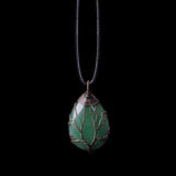 Collier Arbre de Vie en Pierres Naturelles – Pendentif vert sur fond noir