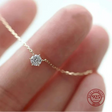 Collier Femme Argent 925 Plaqué Or 18K – Chaîne de cou avec Zircon Étincelant