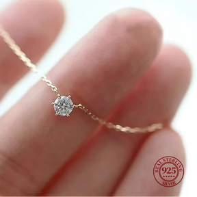 Collier Femme Argent 925 Plaqué Or 18K – Chaîne de cou avec Zircon Étincelant