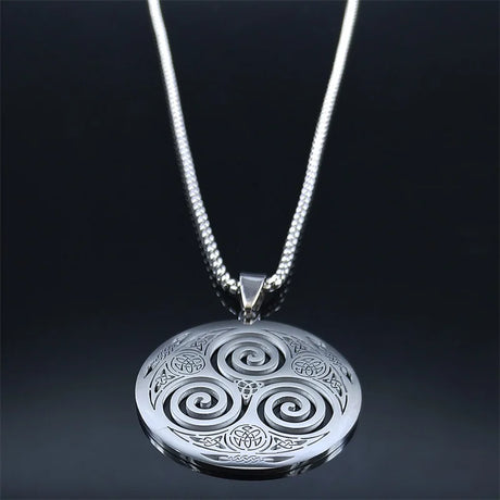 Collier Triskèle Celtique en Acier Inoxydable – Pendentif Viking 