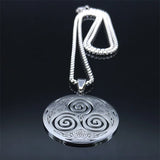 Collier Triskel Celtique en Acier Inoxydable – Pendentif Viking Spirale Argent