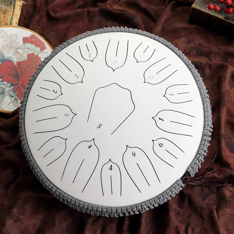 Glucophone 15 Notes – Steel Tongue Drum Tonalité Ré – Instrument blanc
