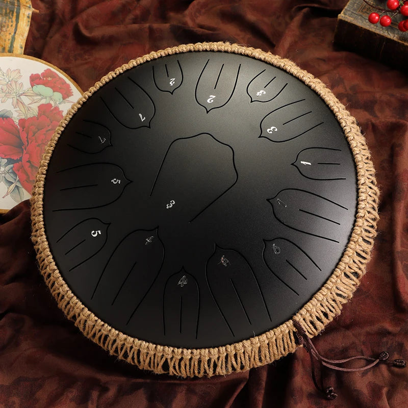 Glucophone 15 Notes – Steel Tongue Drum Tonalité Ré – Instrument noir
