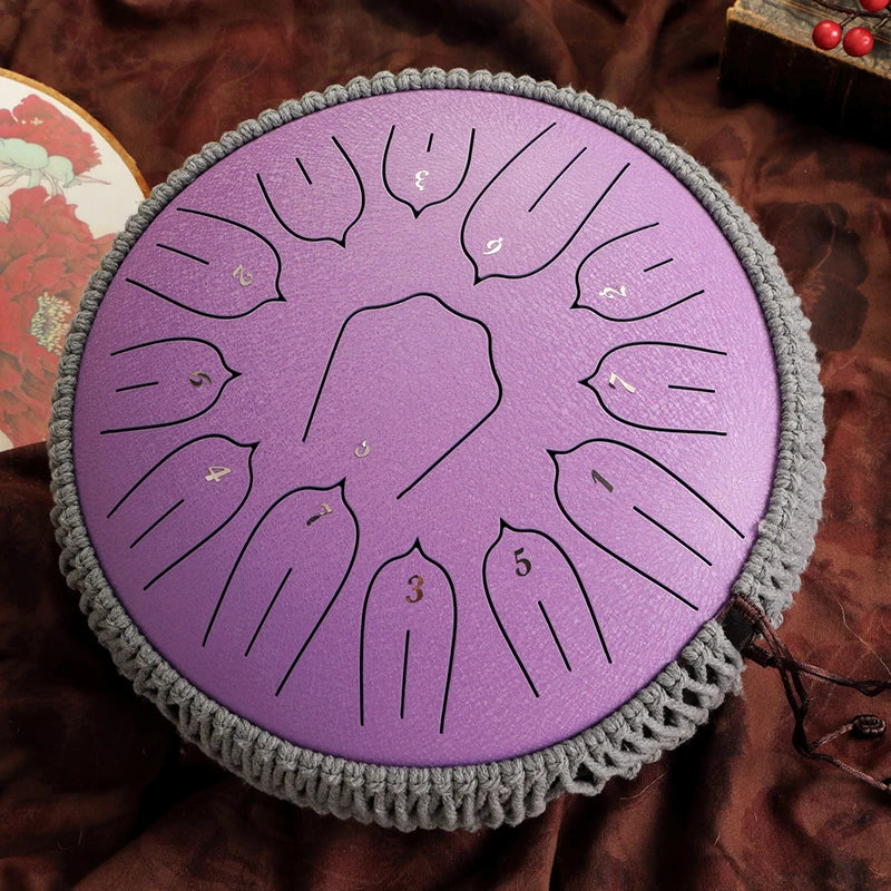 Glucophone 15 Notes – Steel Tongue Drum Tonalité Ré – Instrument violet