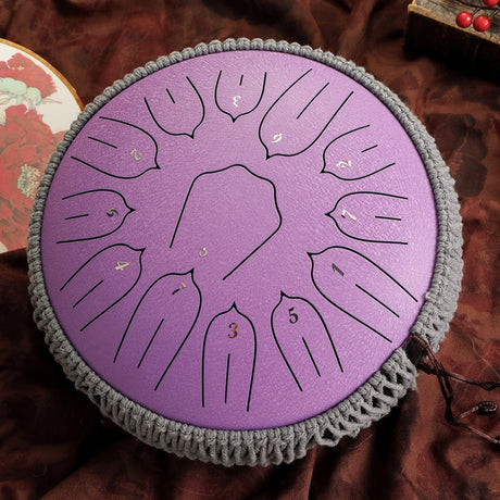 Glucophone 15 Notes – Steel Tongue Drum Tonalité Ré – Instrument violet
