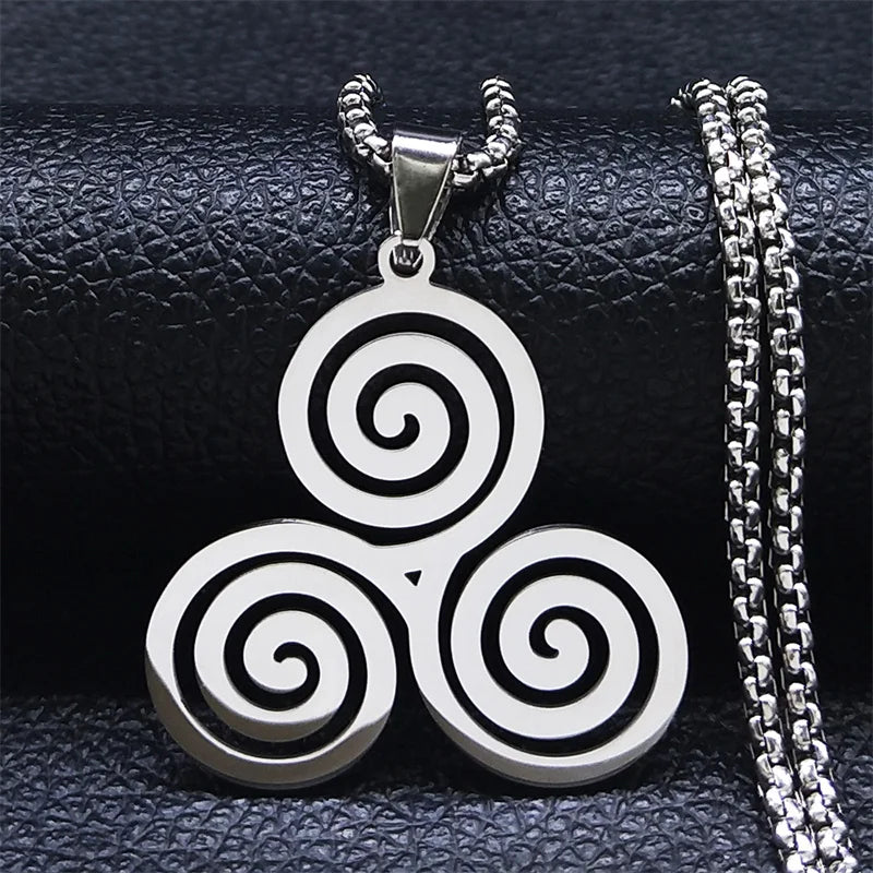Gros Triskel Celtique en Acier collier viking