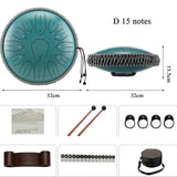 Guide des tailles Glucophone 15 Notes – Steel Tongue Drum Tonalité Ré