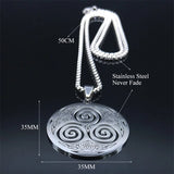 Collier Triskèle Celtique en Acier Inoxydable – Pendentif Viking Spirale Argenté
