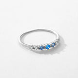 Jolie Bague Fine Argent Zircon Bleu 