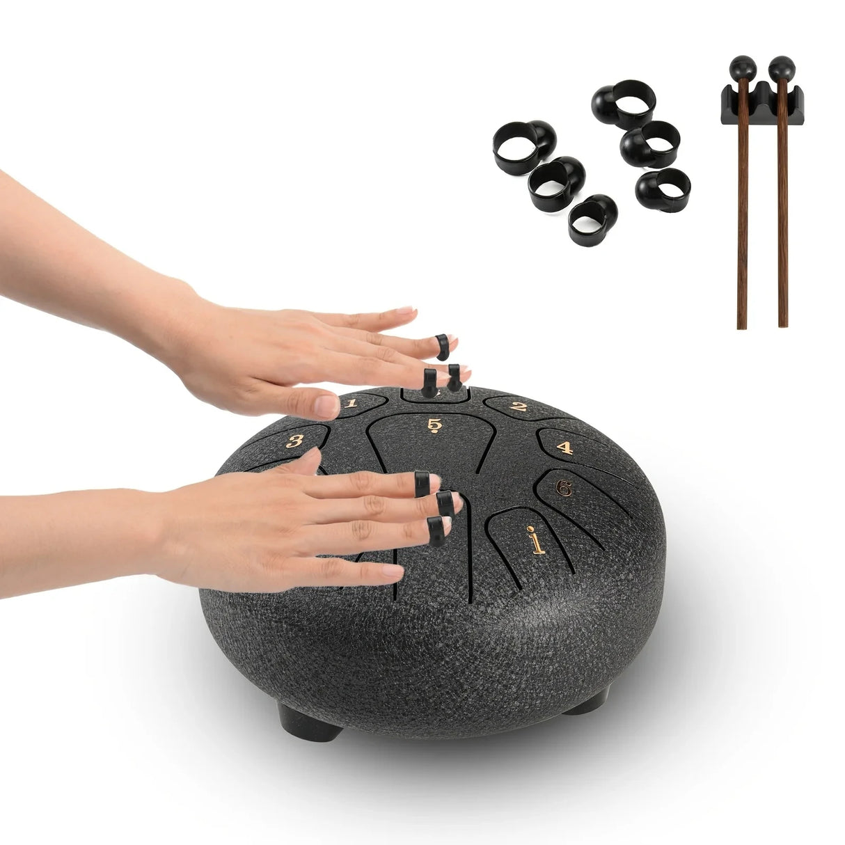Jouer du Tambour Tongue Drum noir 15 cm – 11 Notes | Instrument de Méditation et Relaxation