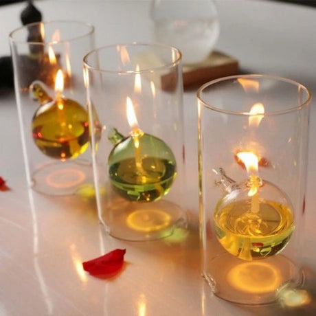 Lampe à Huile Romantique en Verre | Décoration Énergétique & Ambiance Zen 