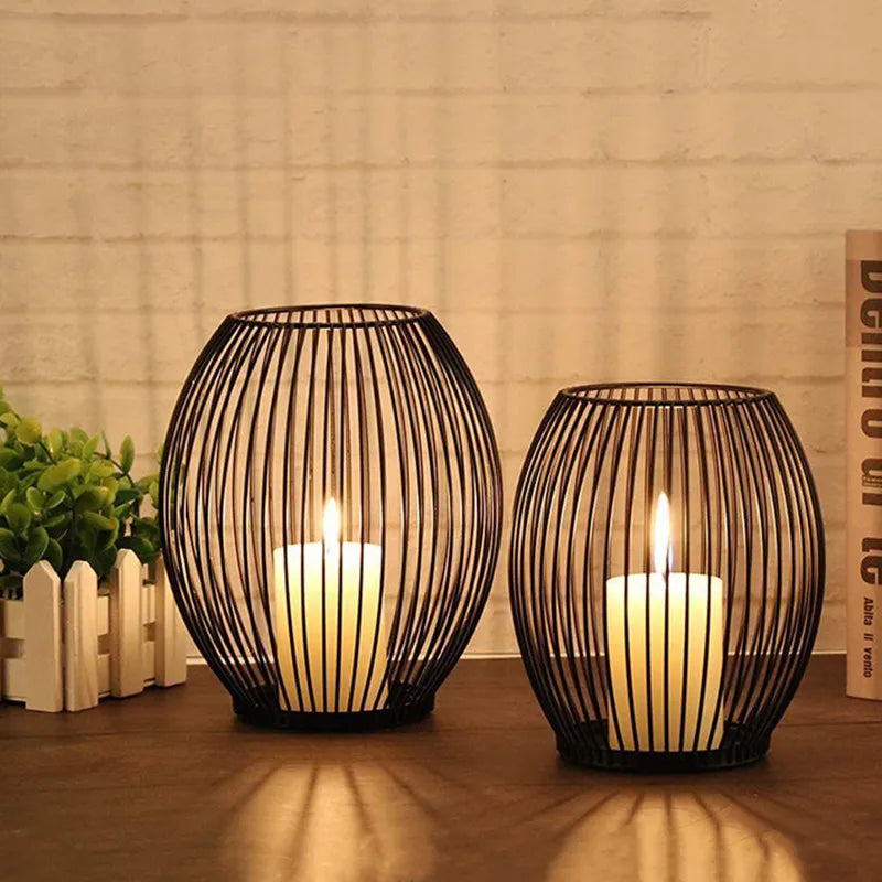 Lanterne Noire Vintage en Fer | Photophore Design Calytha
