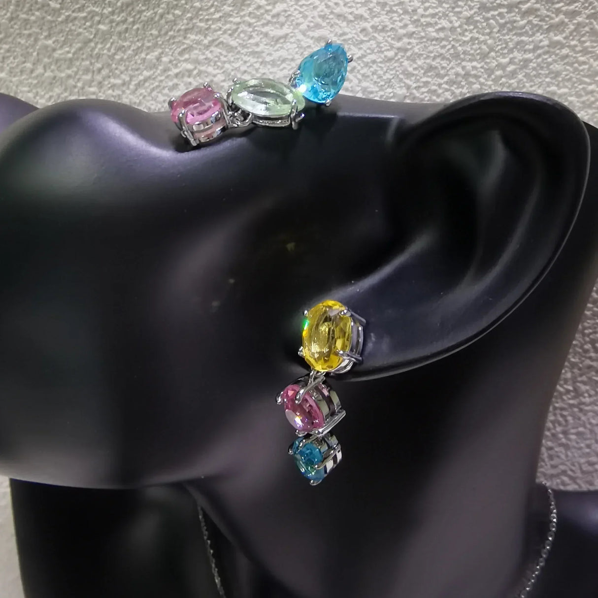 Parure Bijoux Cristal 2025 – petites Boucles d'oreilles pierres colorées